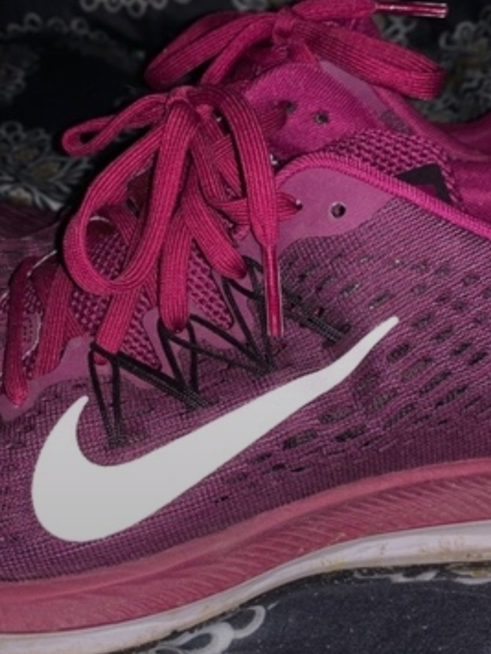 "Nike Zoom "Women's Deep Pink Running Shoes with White Swoosh